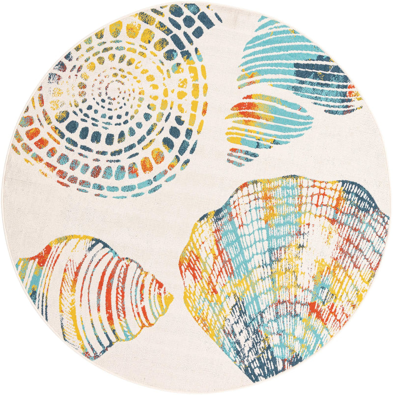 Seaside Haven Rugs Collection Area Rug -  Saltwater Round Multi  lifestyle 61