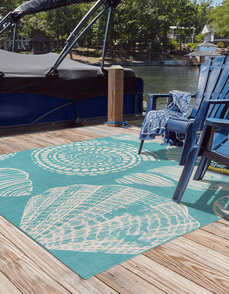 Seaside Haven Rugs Collection Area Rug -  Saltwater Square Teal  lifestyle 95