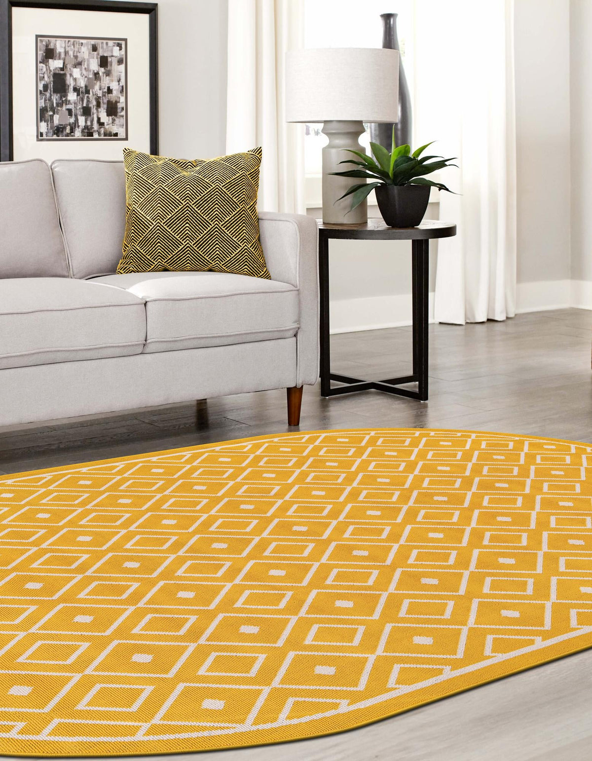Savannah Pergola Collection Area Rug - Grove Oval Yellow  lifestyle 219