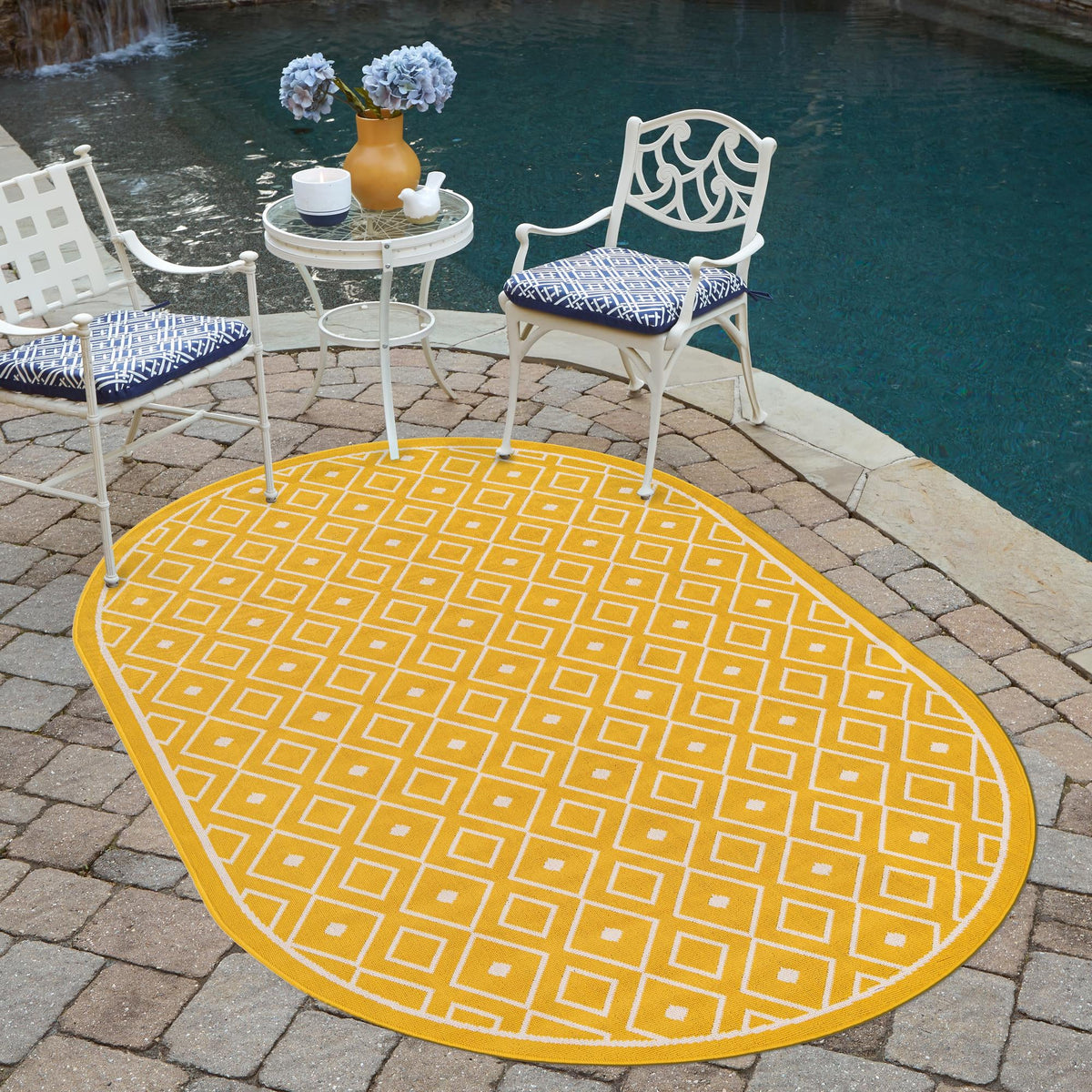 Savannah Pergola Collection Area Rug - Grove Oval Yellow  lifestyle 242