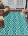 Seaside Lattice Collection Area Rug -  Hastings Rectangle Teal  lifestyle 4