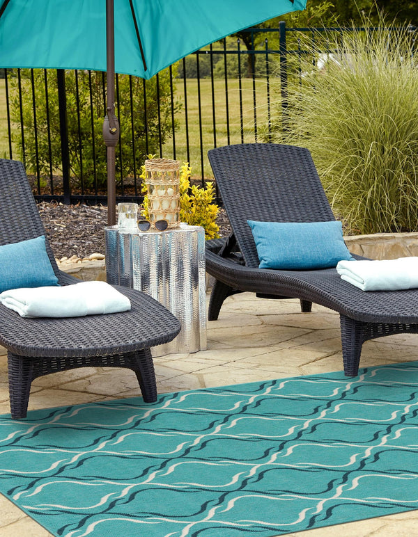 Seaside Lattice Collection Area Rug -  Hastings Rectangle Teal  lifestyle 10