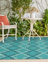 Seaside Lattice Collection Area Rug -  Hastings Rectangle Teal  lifestyle 22