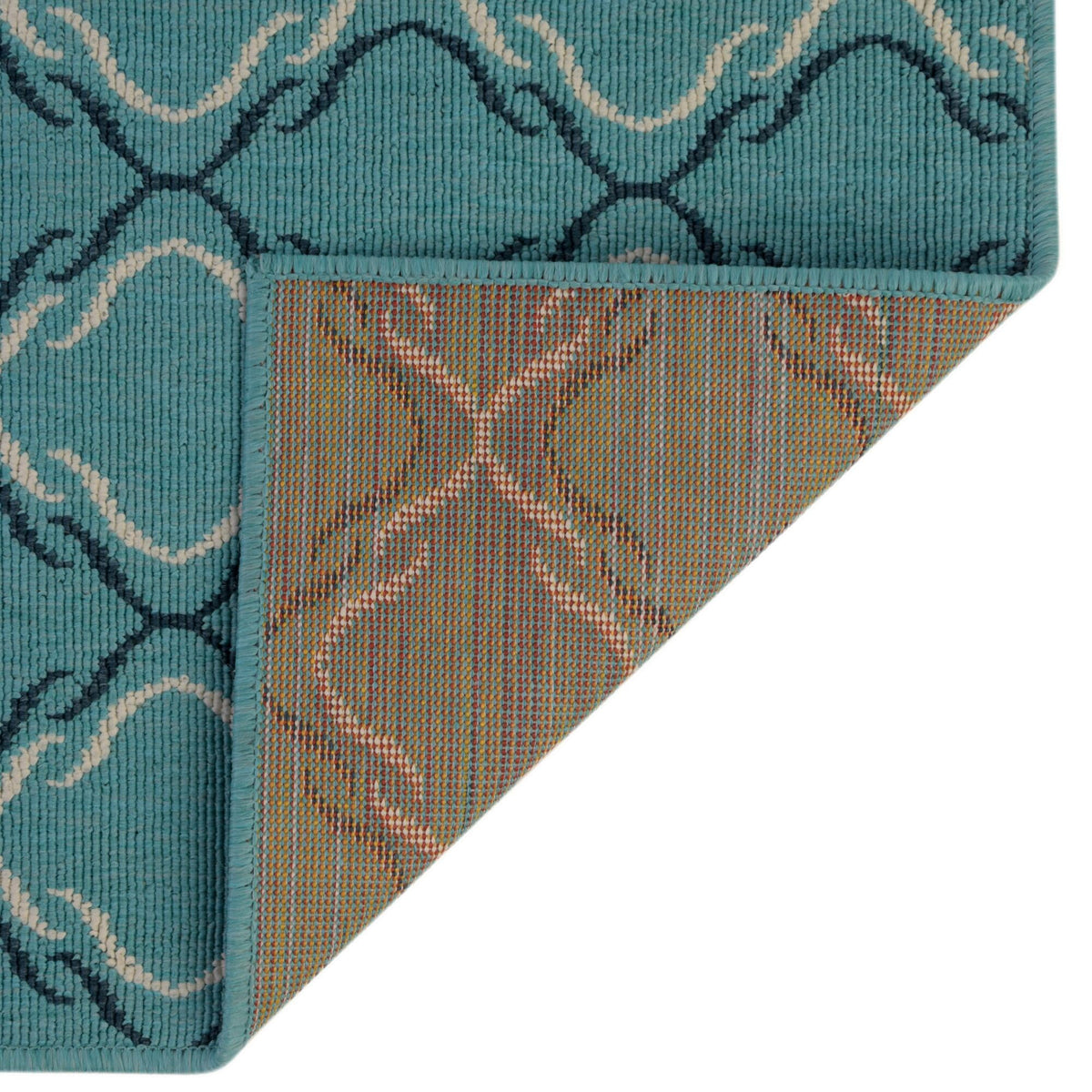 Seaside Lattice Collection Area Rug -  Hastings Rectangle Teal  lifestyle 43