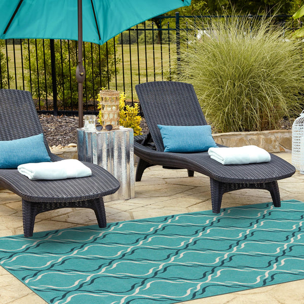 Seaside Lattice Collection Area Rug -  Hastings Rectangle Teal  lifestyle 45