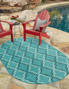Seaside Lattice Collection Area Rug -  Hastings Oval Teal  lifestyle 54