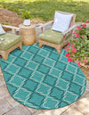 Seaside Lattice Collection Area Rug -  Hastings Oval Teal  lifestyle 74