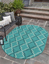 Seaside Lattice Collection Area Rug -  Hastings Oval Teal  lifestyle 90