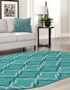 Seaside Lattice Collection Area Rug -  Hastings Oval Teal  lifestyle 98