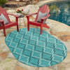 Seaside Lattice Collection Area Rug -  Hastings Oval Teal  lifestyle 149