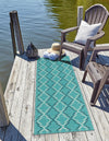 Seaside Lattice Collection Area Rug -  Hastings Runner Teal  lifestyle 55
