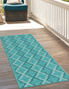Seaside Lattice Collection Area Rug -  Hastings Runner Teal  lifestyle 91