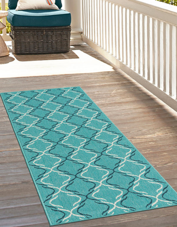 Seaside Lattice Collection Area Rug -  Hastings Runner Teal  lifestyle 91