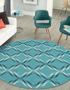 Seaside Lattice Collection Area Rug -  Hastings Round Teal  lifestyle 64