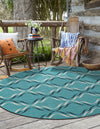 Seaside Lattice Collection Area Rug -  Hastings Round Teal  lifestyle 89