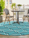 Seaside Lattice Collection Area Rug -  Hastings Round Teal  lifestyle 105