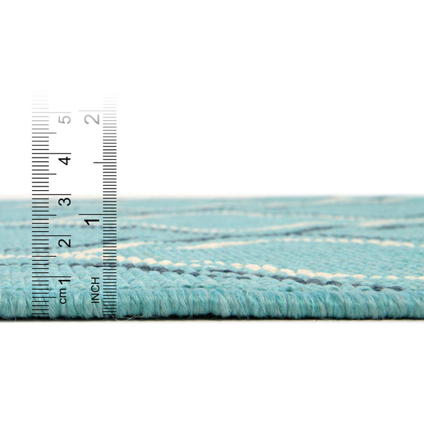 Seaside Lattice Collection Area Rug -  Hastings Round Teal  lifestyle 133