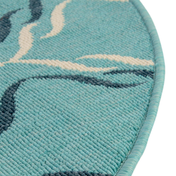 Seaside Lattice Collection Area Rug -  Hastings Round Teal  lifestyle 137