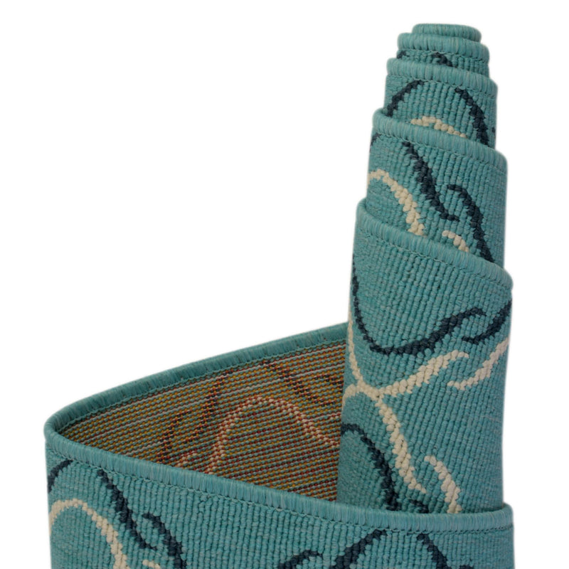Seaside Lattice Collection Area Rug -  Hastings Round Teal  lifestyle 143