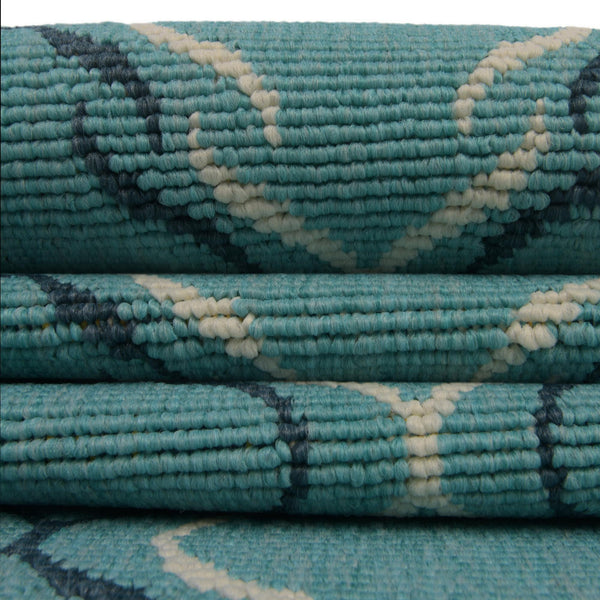 Seaside Lattice Collection Area Rug -  Hastings Round Teal  lifestyle 146