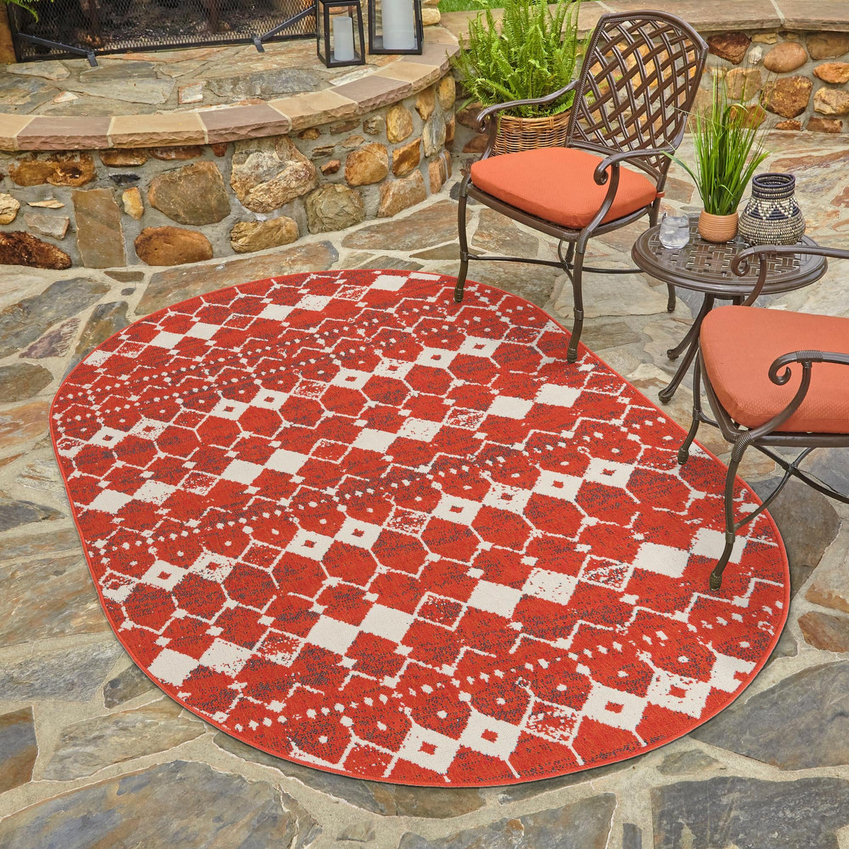 Savannah Pergola Collection Area Rug -  Dune Oval Rust Red  lifestyle 229
