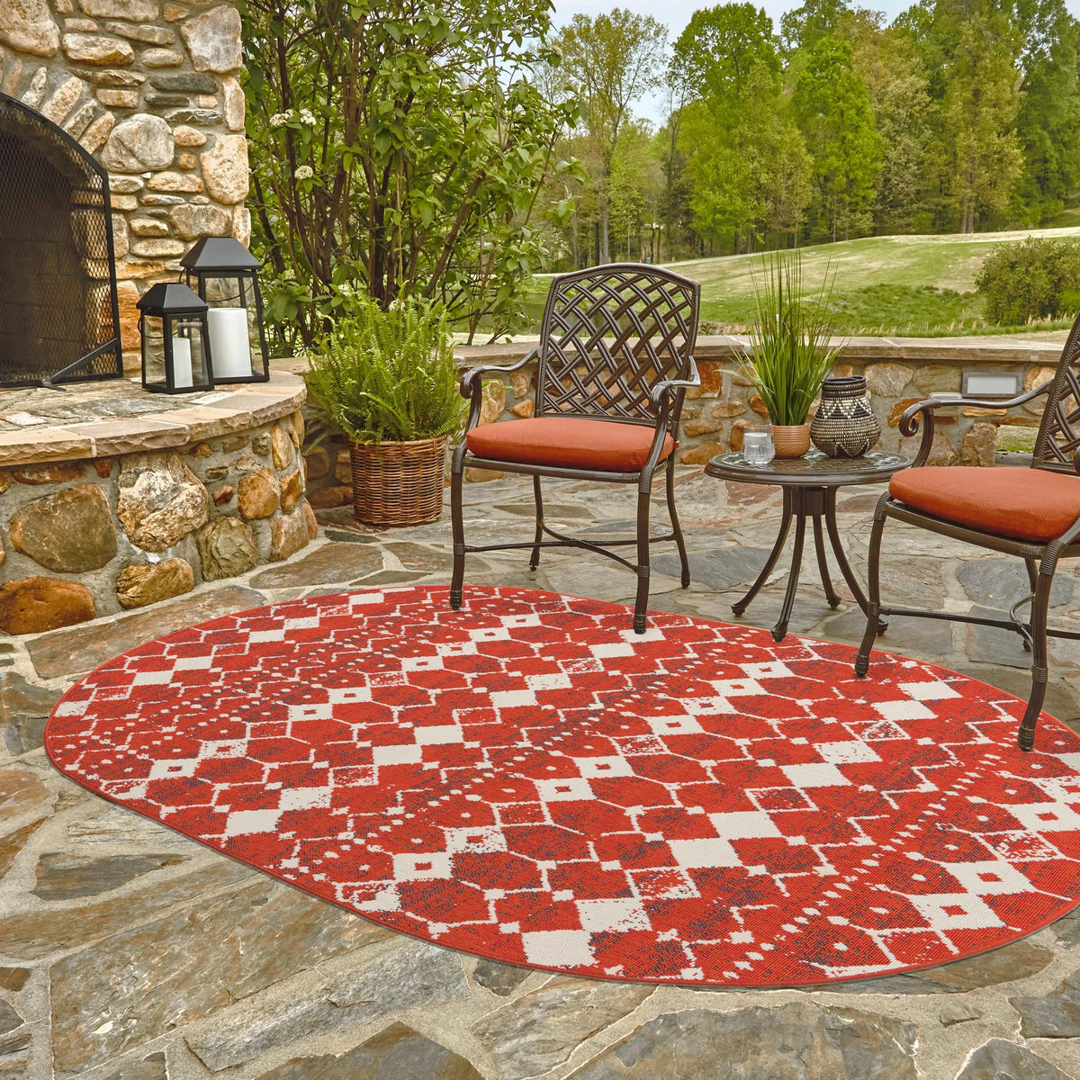 Savannah Pergola Collection Area Rug -  Dune Oval Rust Red  lifestyle 237