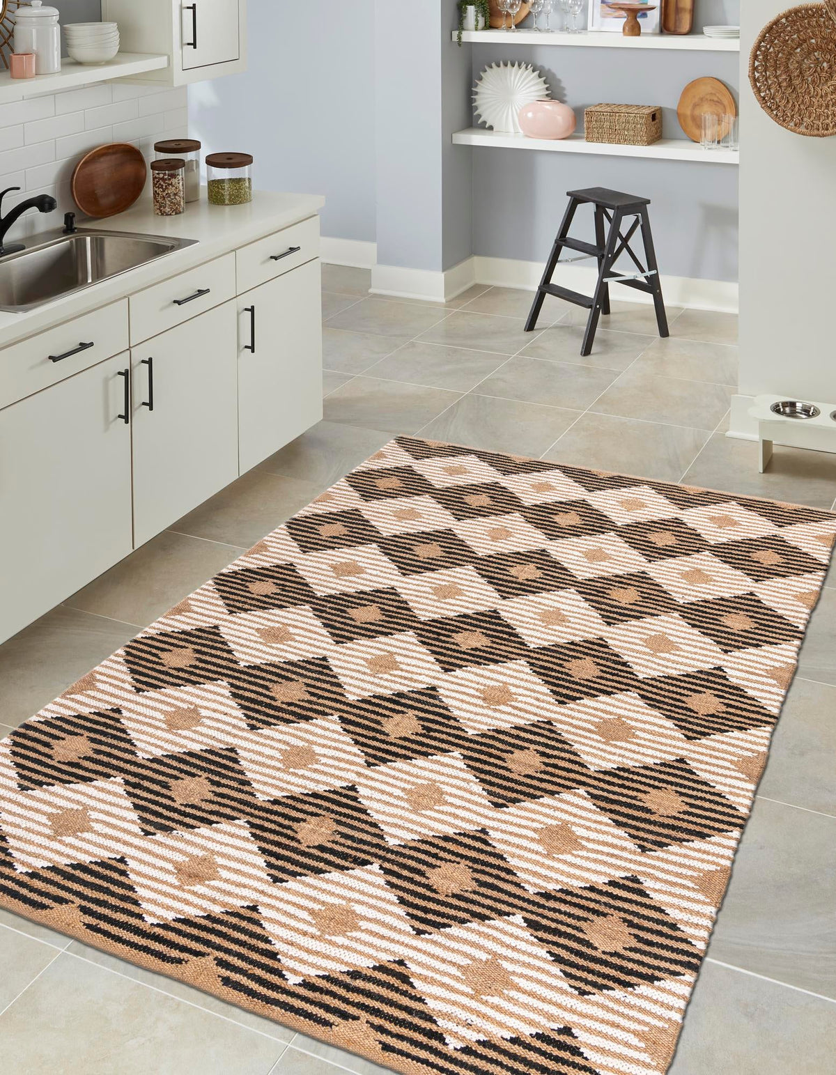 Osian Looms Collection Area Rug - Varanasi Rectangle Natural Black  lifestyle 4