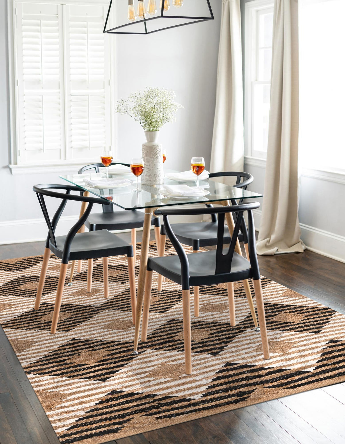 Osian Looms Collection Area Rug - Varanasi Rectangle Natural Black  lifestyle 6