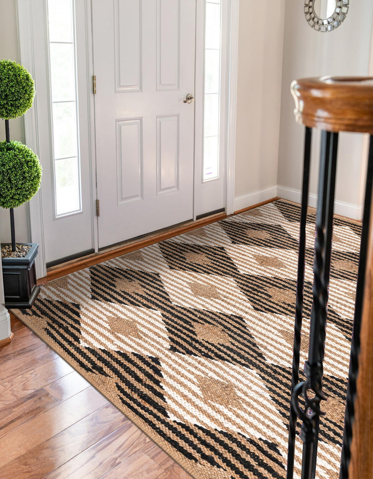 Osian Looms Collection Area Rug - Varanasi Rectangle Natural Black  lifestyle 7
