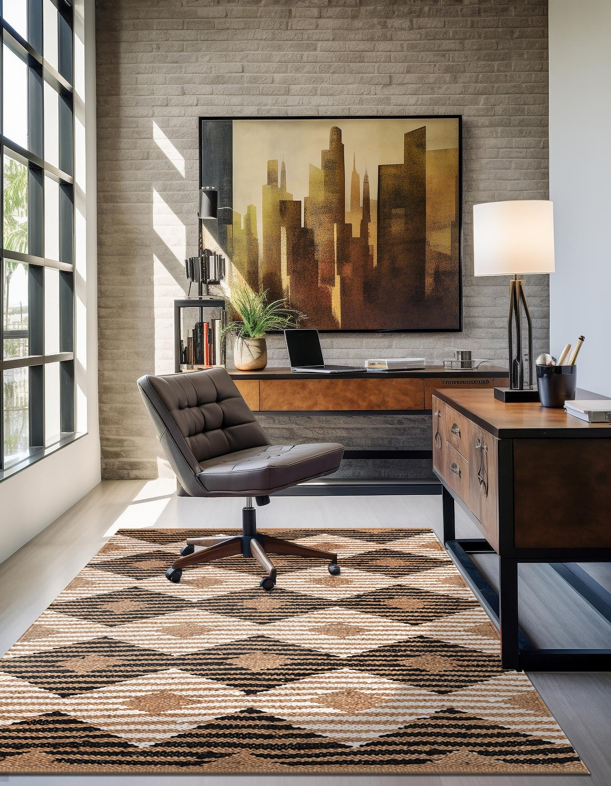 Osian Looms Collection Area Rug - Varanasi Rectangle Natural Black  lifestyle 11