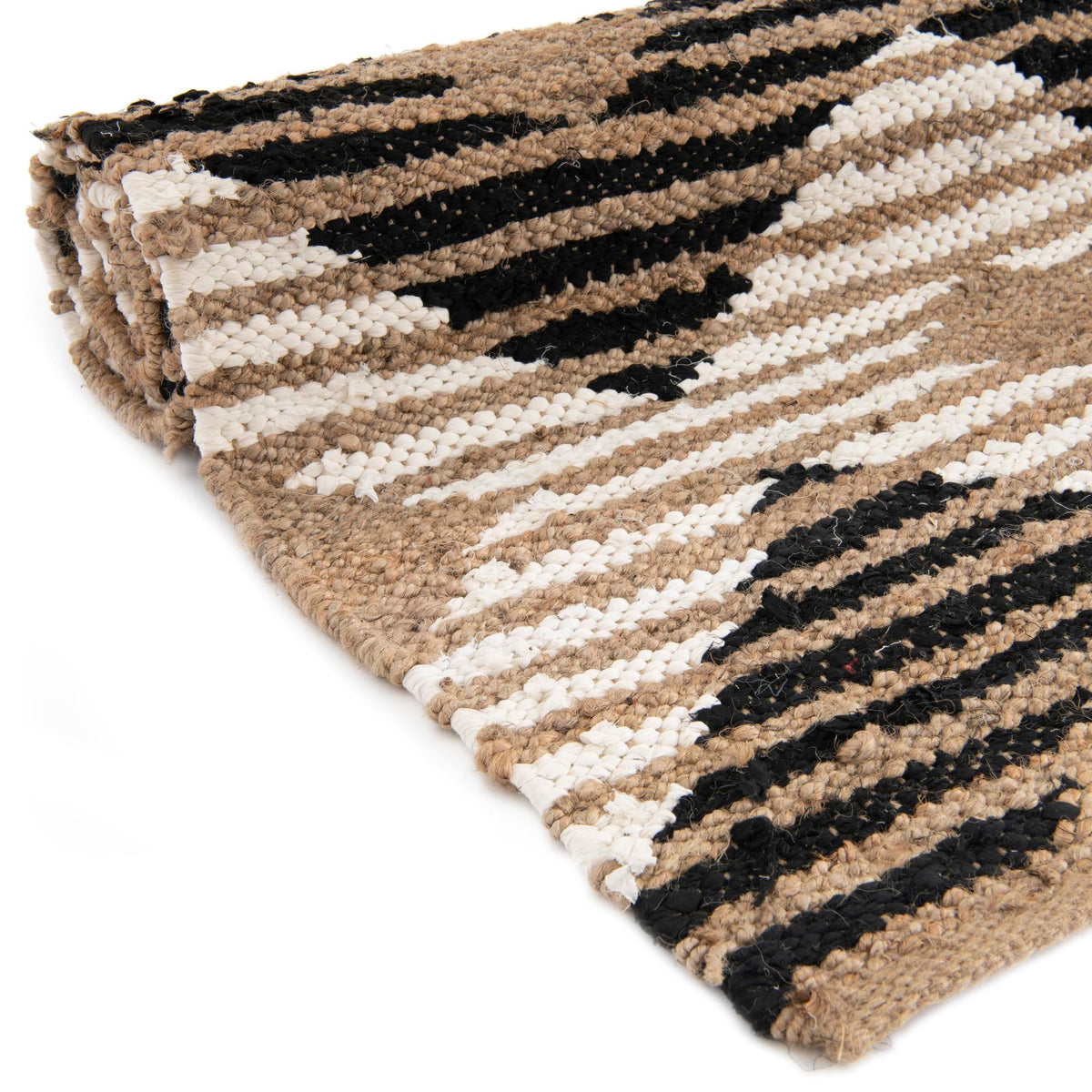 Osian Looms Collection Area Rug - Varanasi Rectangle Natural Black  lifestyle 19