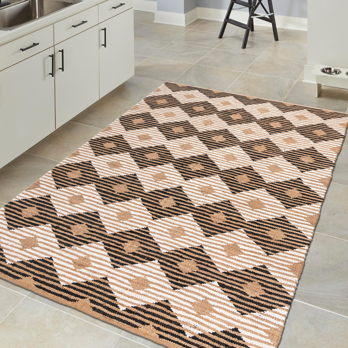 Osian Looms Collection Area Rug - Varanasi Rectangle Natural Black  lifestyle 23