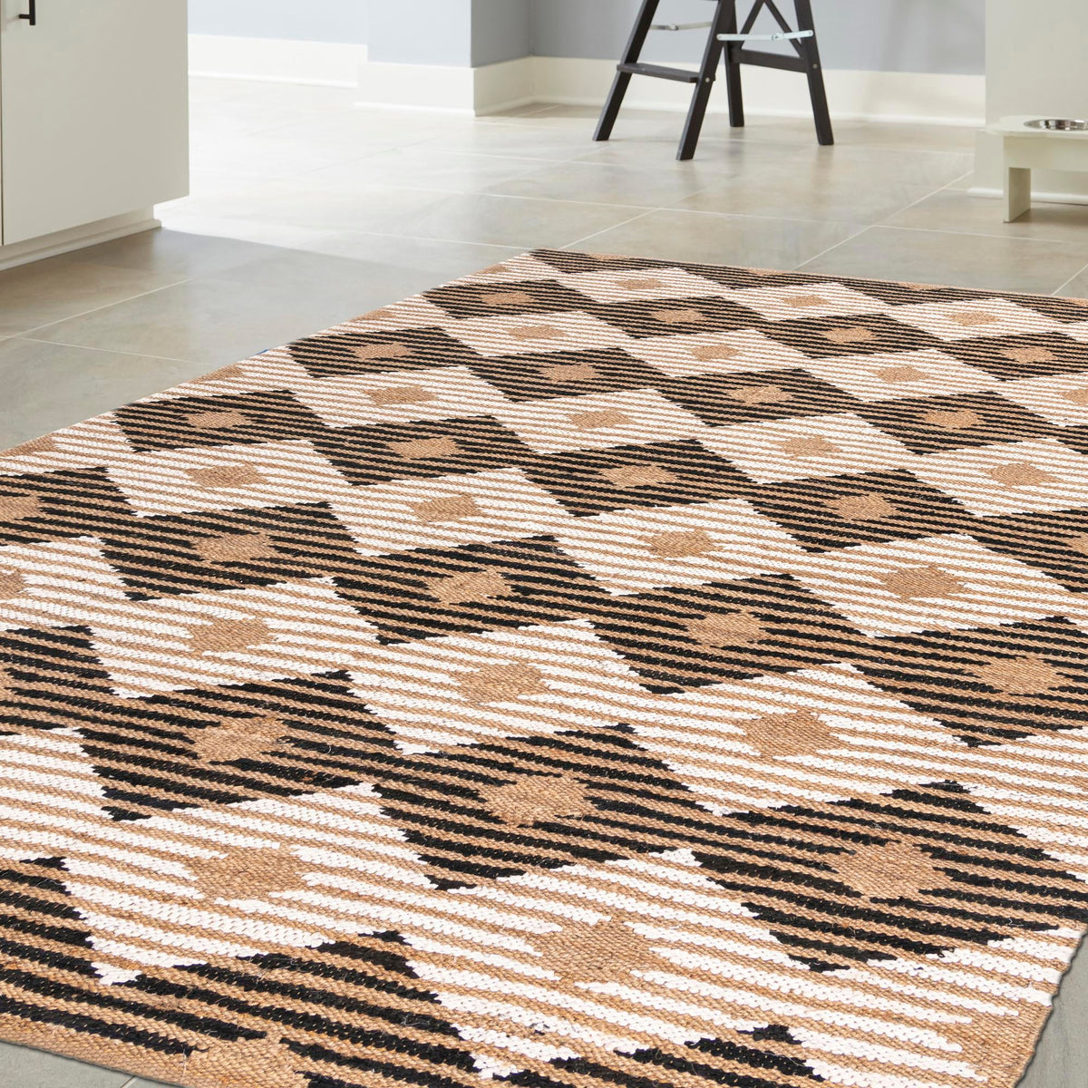 Osian Looms Collection Area Rug - Varanasi Rectangle Natural Black  lifestyle 24