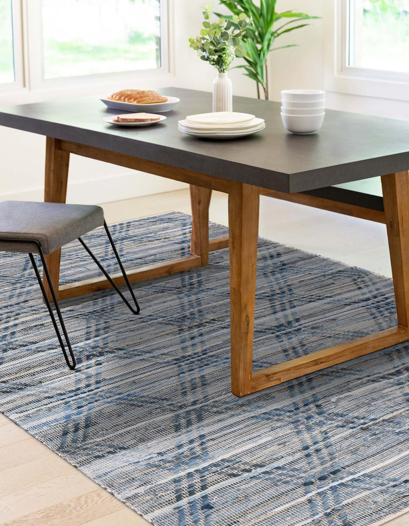 Thar Cotton Collection Area Rug - Pune Rectangle Denim blue  lifestyle 9