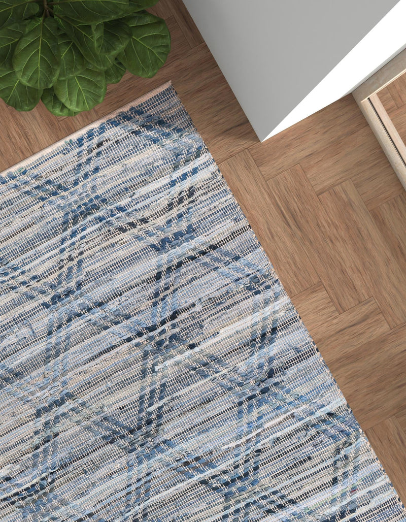 Thar Cotton Collection Area Rug - Pune Rectangle Denim blue  lifestyle 11