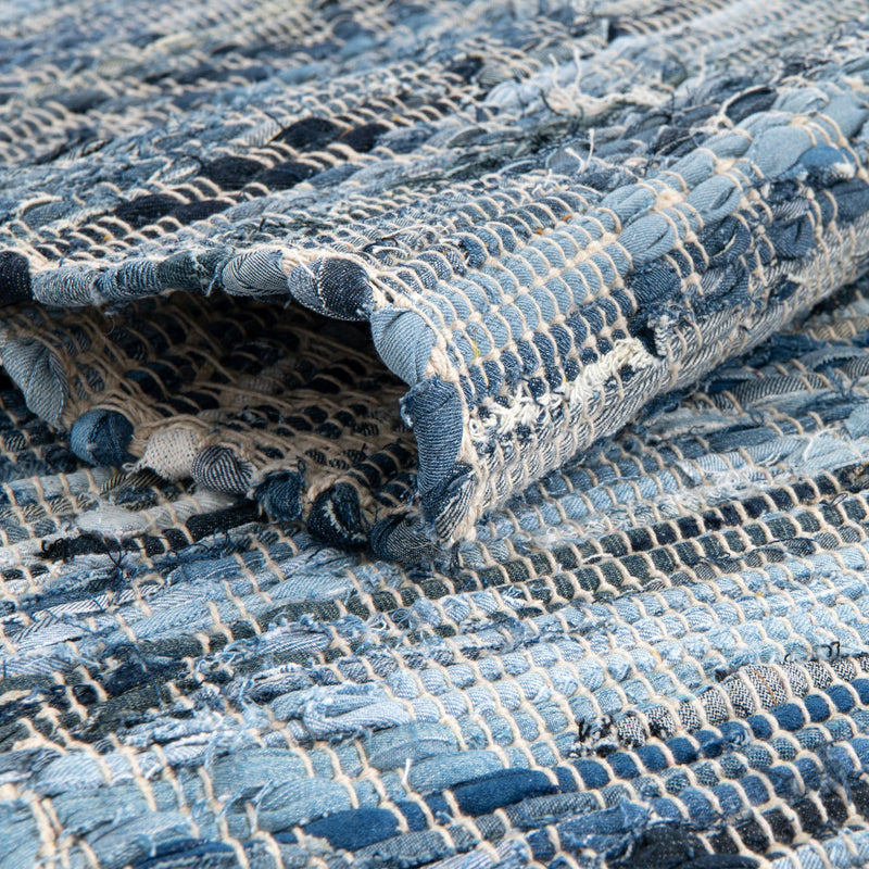 Thar Cotton Collection Area Rug - Pune Rectangle Denim blue  lifestyle 14