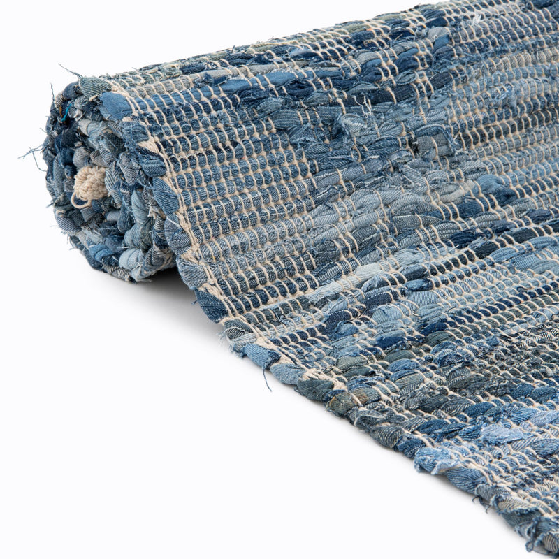 Thar Cotton Collection Area Rug - Pune Rectangle Denim blue  lifestyle 20