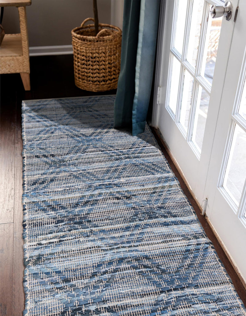 Thar Cotton Collection Area Rug - Pune Runner Denim blue  lifestyle 26