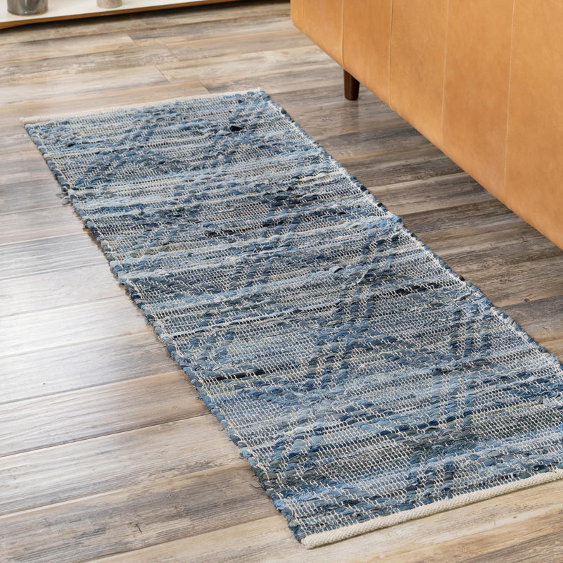 Thar Cotton Collection Area Rug - Pune Runner Denim blue  lifestyle 36