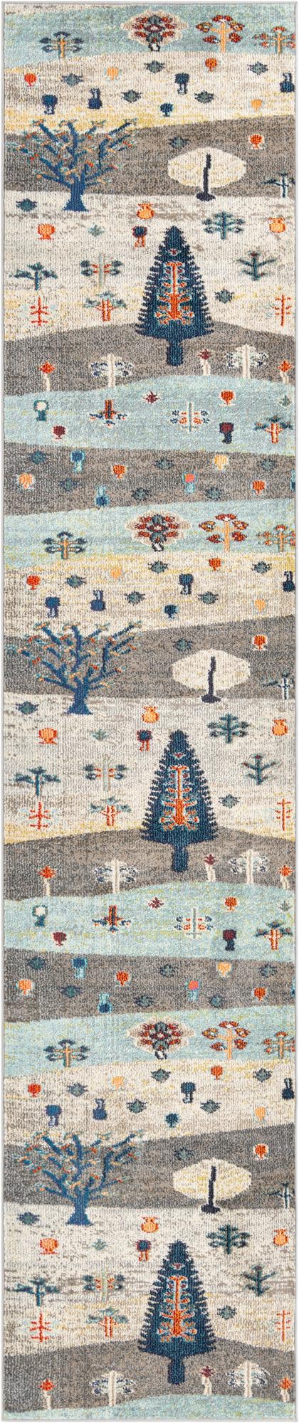 Colorburst Oasis Collection Area Rug -  Mosaic Runner Ivory Gray Blue  lifestyle 17