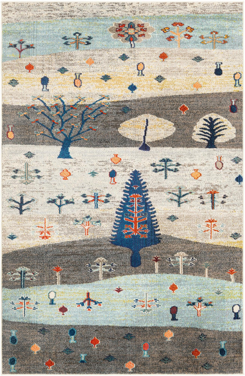 Colorburst Oasis Collection Area Rug -  Mosaic Rectangle Ivory Gray Blue  lifestyle 2