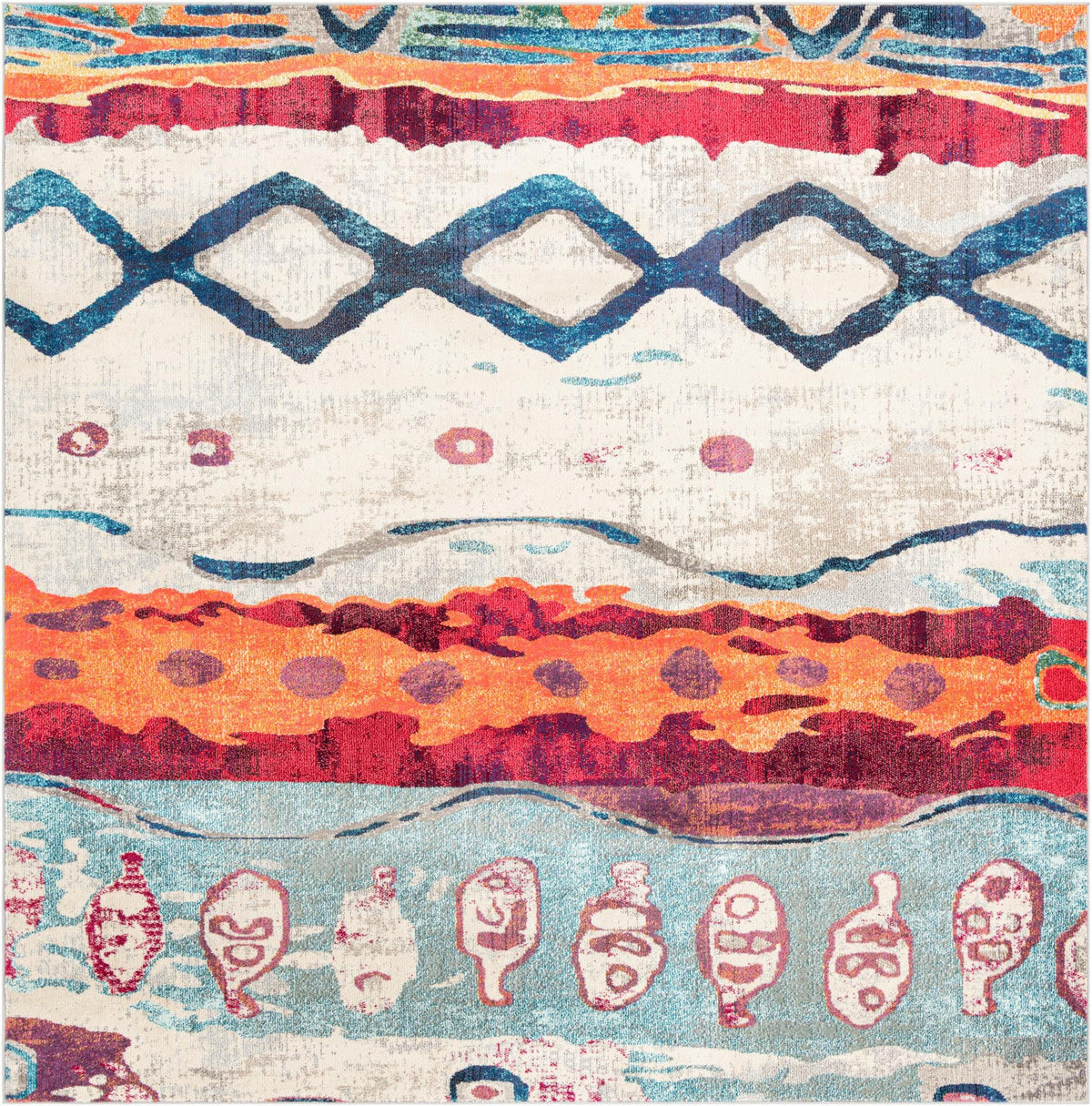 Colorburst Oasis Collection Area Rug -  Lagoon Square Multi  lifestyle 16