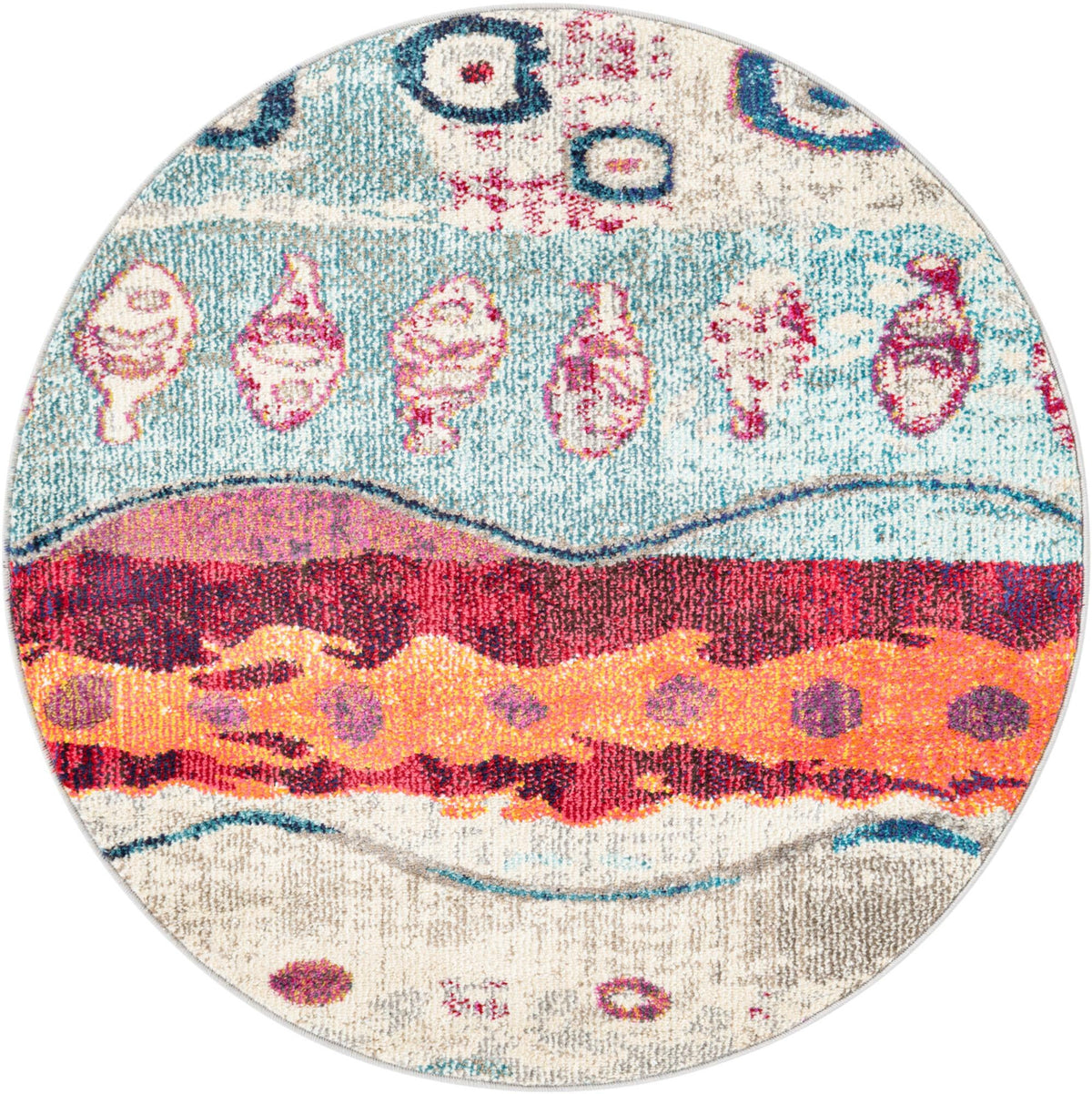 Colorburst Oasis Collection Area Rug -  Lagoon Round Multi  lifestyle 18