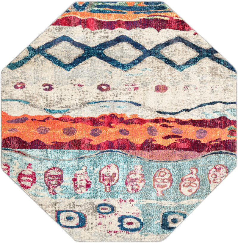 Colorburst Oasis Collection Area Rug -  Lagoon Octagon Multi  lifestyle 19