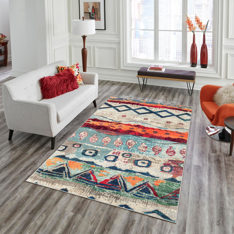 Colorburst Oasis Collection Area Rug -  Lagoon Rectangle Multi  lifestyle 14