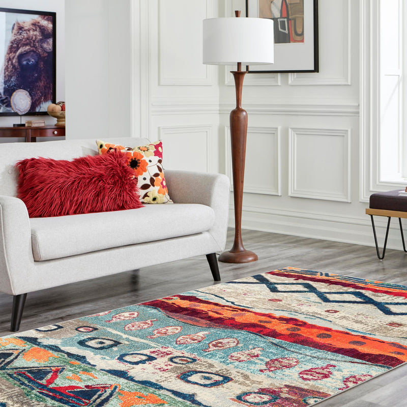 Colorburst Oasis Collection Area Rug -  Lagoon Rectangle Multi  lifestyle 15