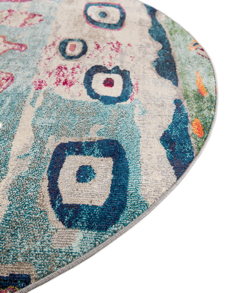 Colorburst Oasis Collection Area Rug -  Lagoon Round Multi  lifestyle 60