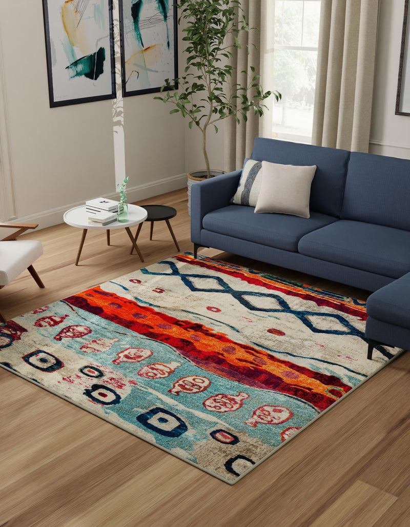 Colorburst Oasis Collection Area Rug -  Lagoon Square Multi  lifestyle 26
