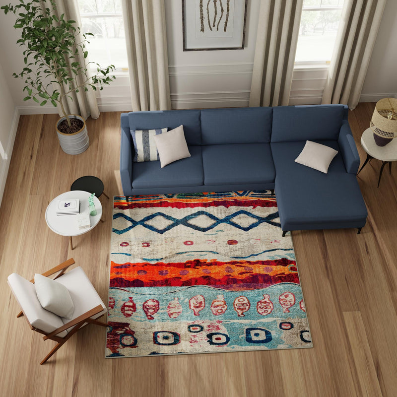 Colorburst Oasis Collection Area Rug -  Lagoon Square Multi  lifestyle 98
