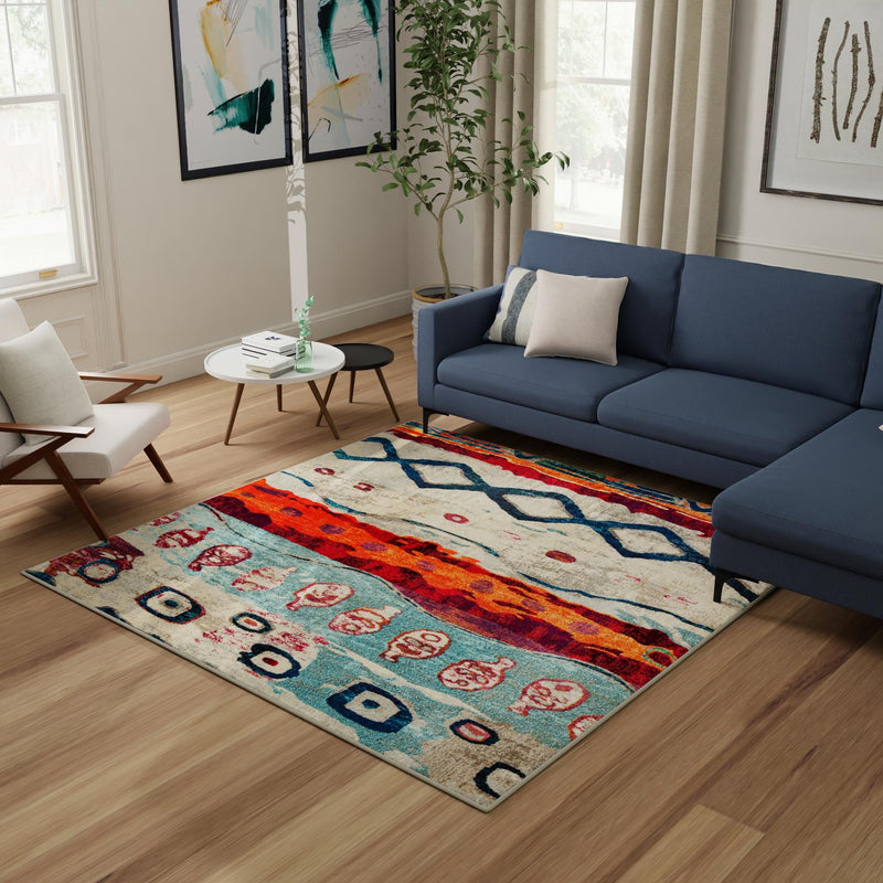 Colorburst Oasis Collection Area Rug -  Lagoon Square Multi  lifestyle 101